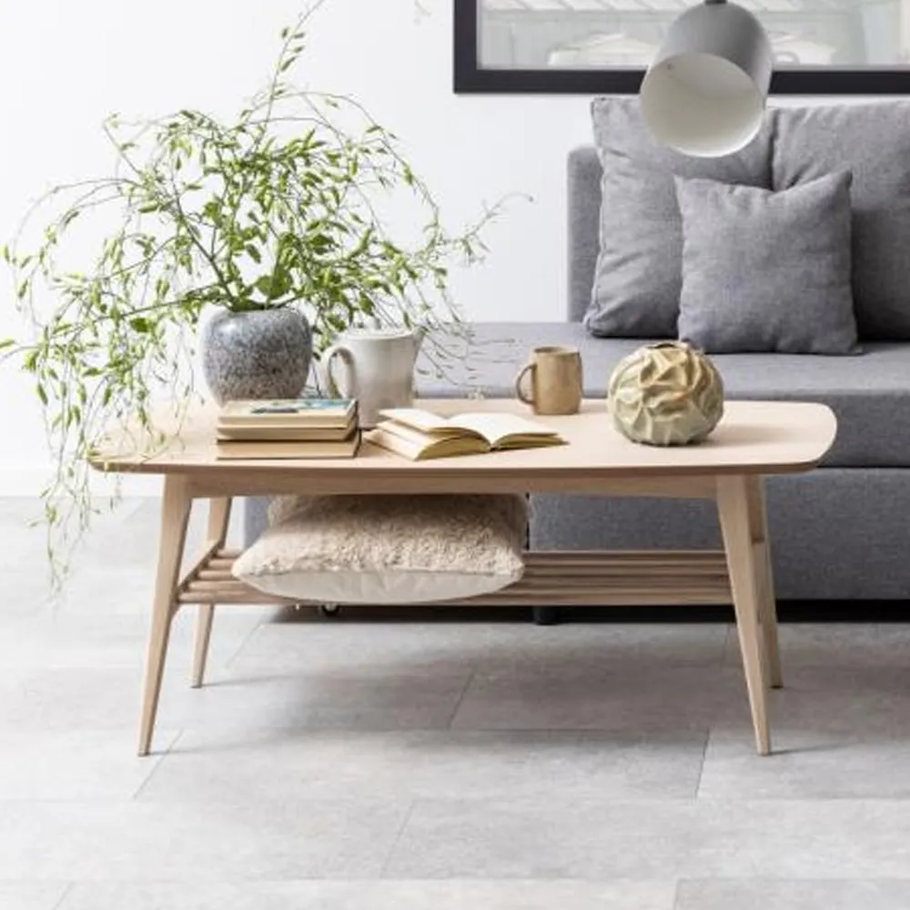 Wabeno Rectangular Coffee Table with Undershelf - White, Oak image