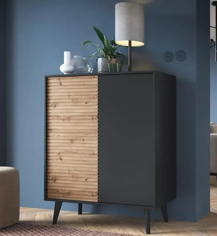 Waco Highboard with 2 Doors - Artisan Oak, Black