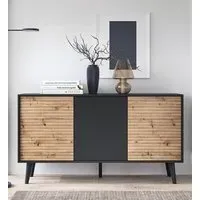 Waco Large Sideboard with 3 Doors - Artisan Oak, Black