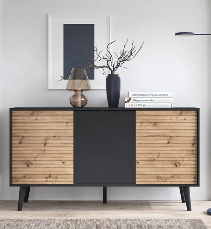Waco Large Sideboard with 3 Doors - Artisan Oak, Black