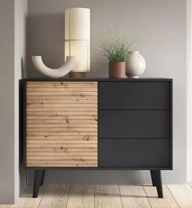 Waco Sideboard 1 Door 3 Drawers - Artisan Oak, Black
