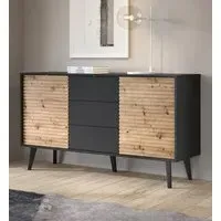 Waco Sideboard with 2 Doors 3 Drawers - Artisan Oak, Black