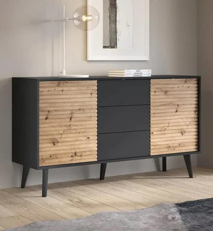 Waco Sideboard with 2 Doors 3 Drawers - Artisan Oak, Black