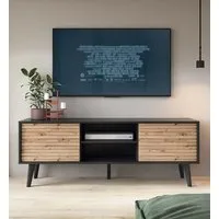 Waco TV Stand with 2 Doors - Artisan Oak, Black