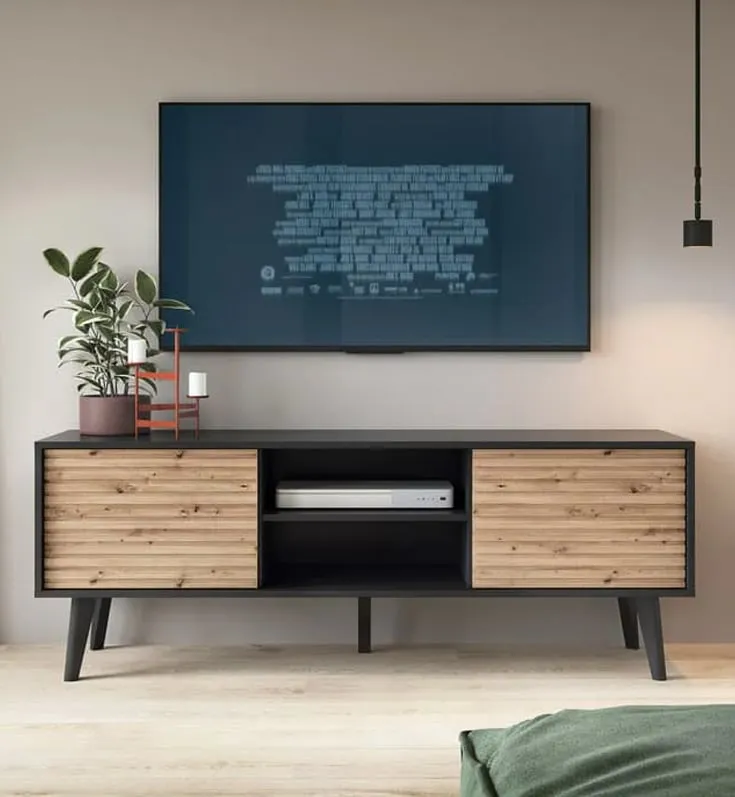 Waco TV Stand with 2 Doors - Artisan Oak, Black