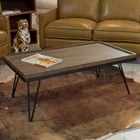 Waconia Rectangular Coffee Table with Black Frame - Walnut