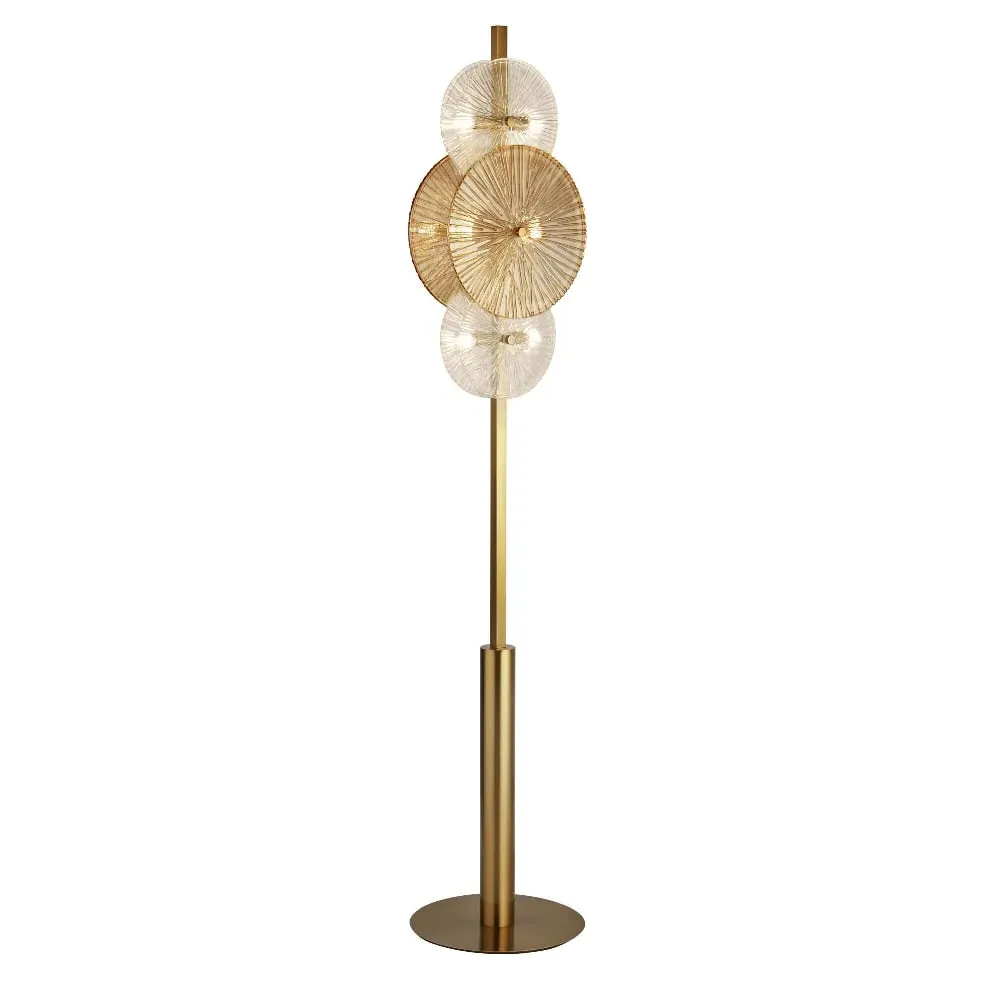 Wagon 6 Light Floor Lamp - Bronze, Amber Glass