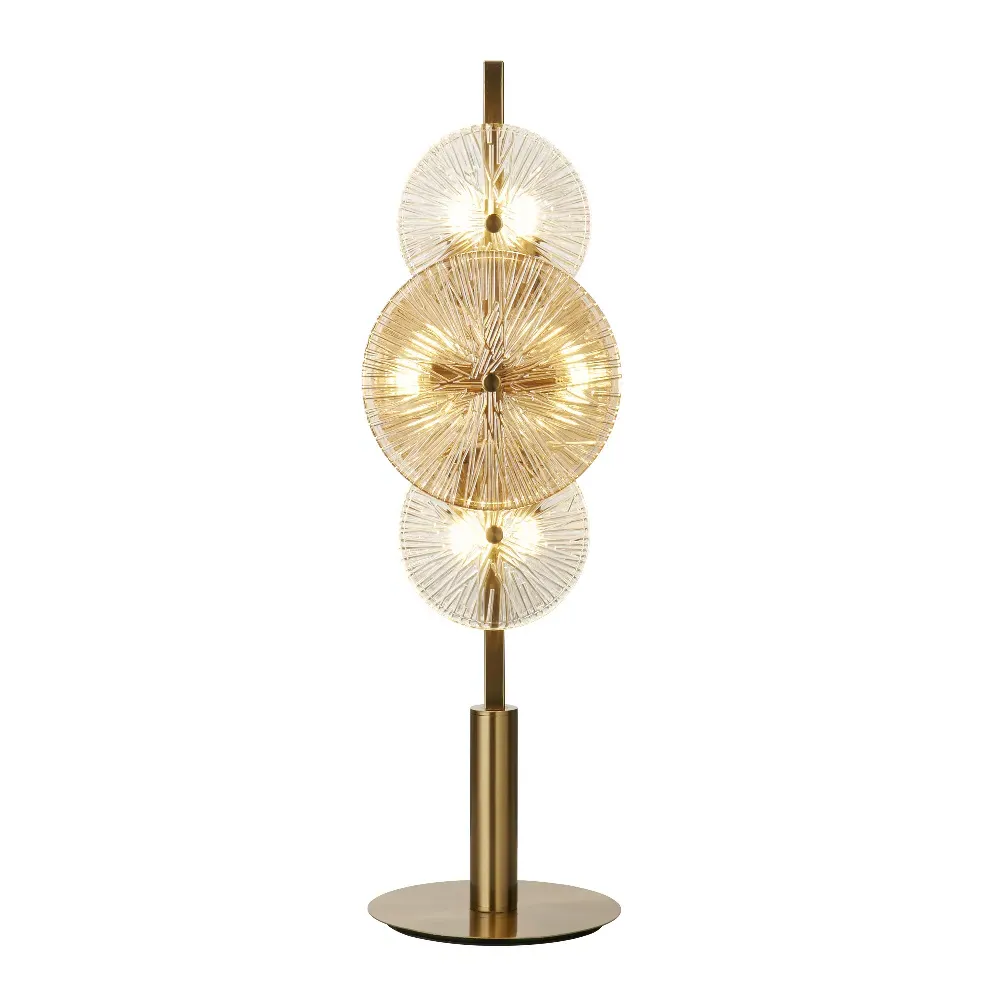 Wagon 6 Light Table Lamp - Bronze, Amber Glass