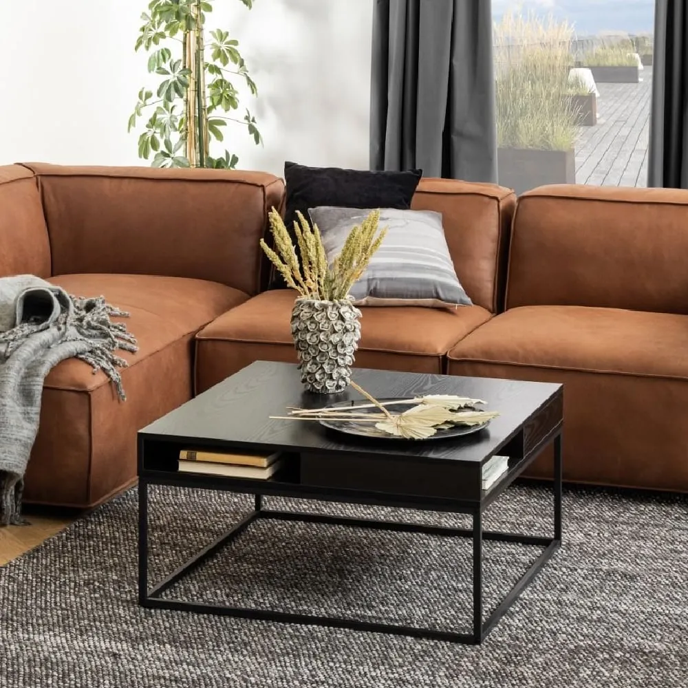 Wahoo Coffee Table with 2 Shelves - Black, Wood image