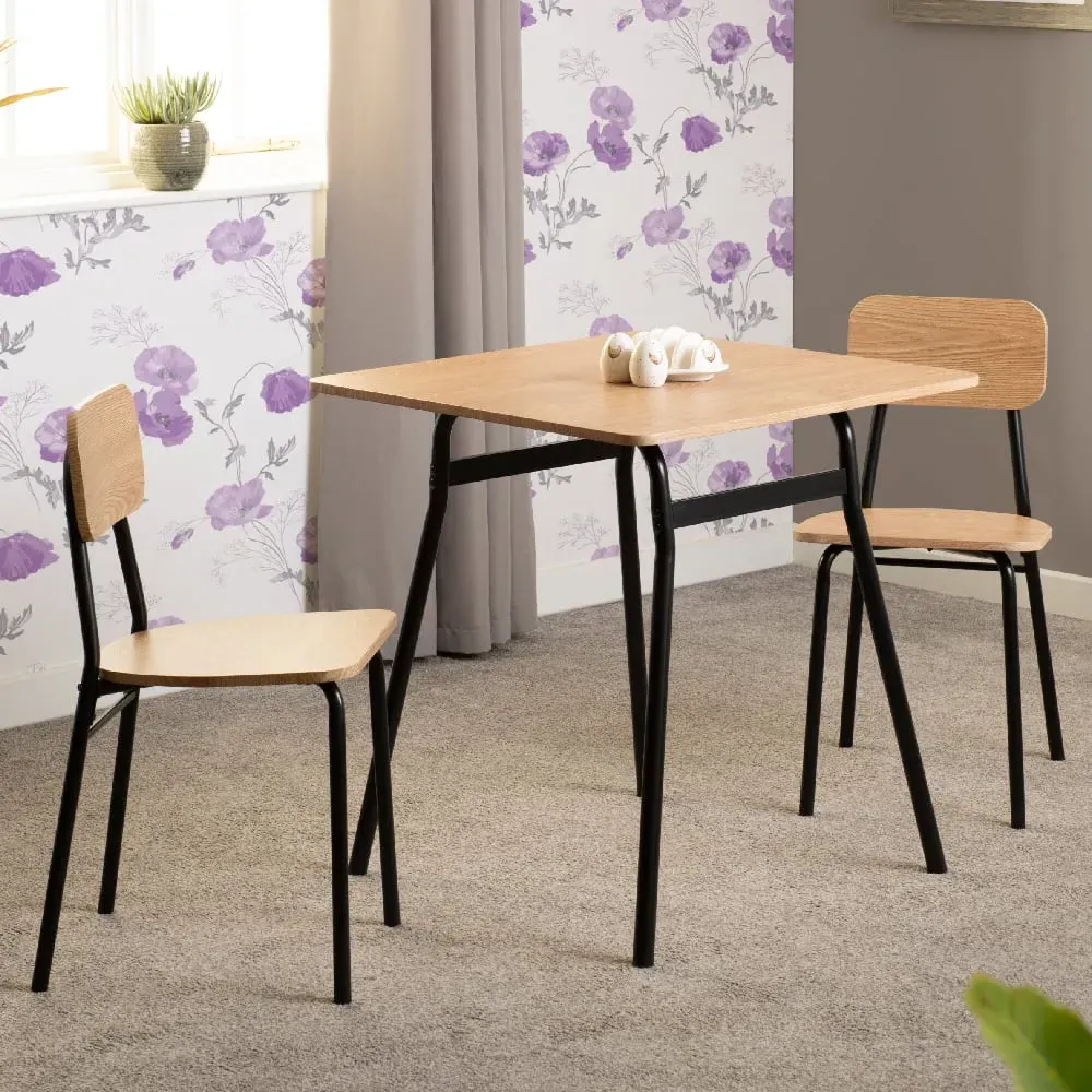 Waldorf 2-Seater Dining Table with Chairs - Russet Oak, Black image