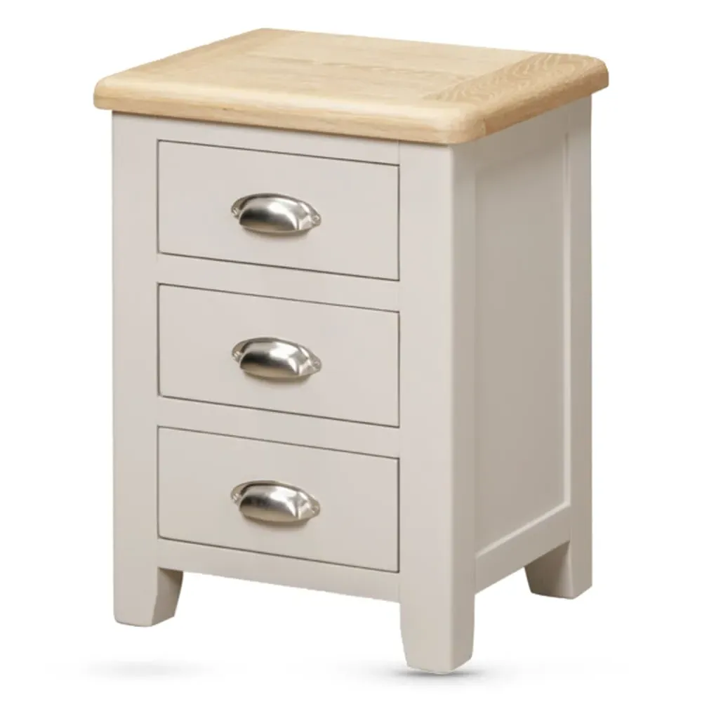 Waldorf 3 Drawer Bedside Cabinet - Oak, White