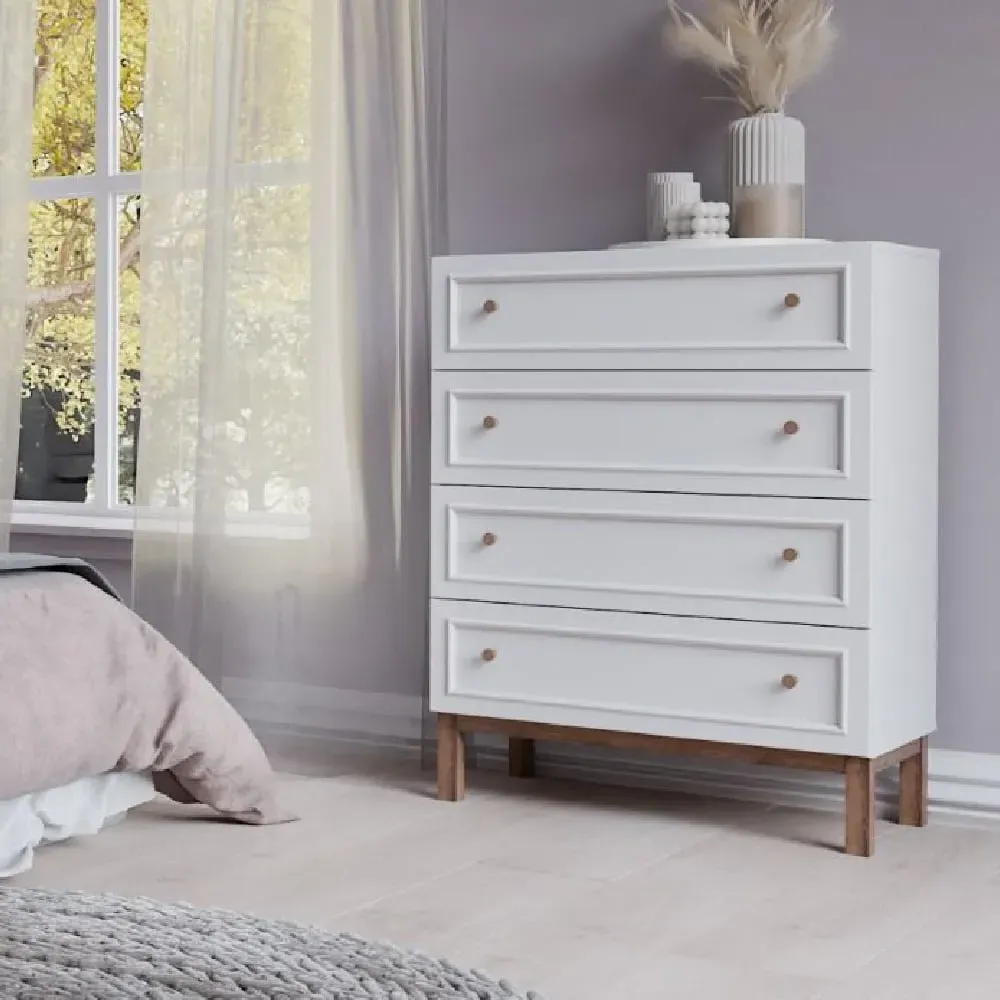 Waldorf 4 Drawer Chest - Light Grey, Oak