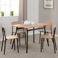 Waldorf 4-Seater Dining Table with Chairs - Russet Oak, Black
