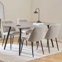 Waldorf Ceramic Dining Table with 4 Bethel Chairs - Grey, Monza
