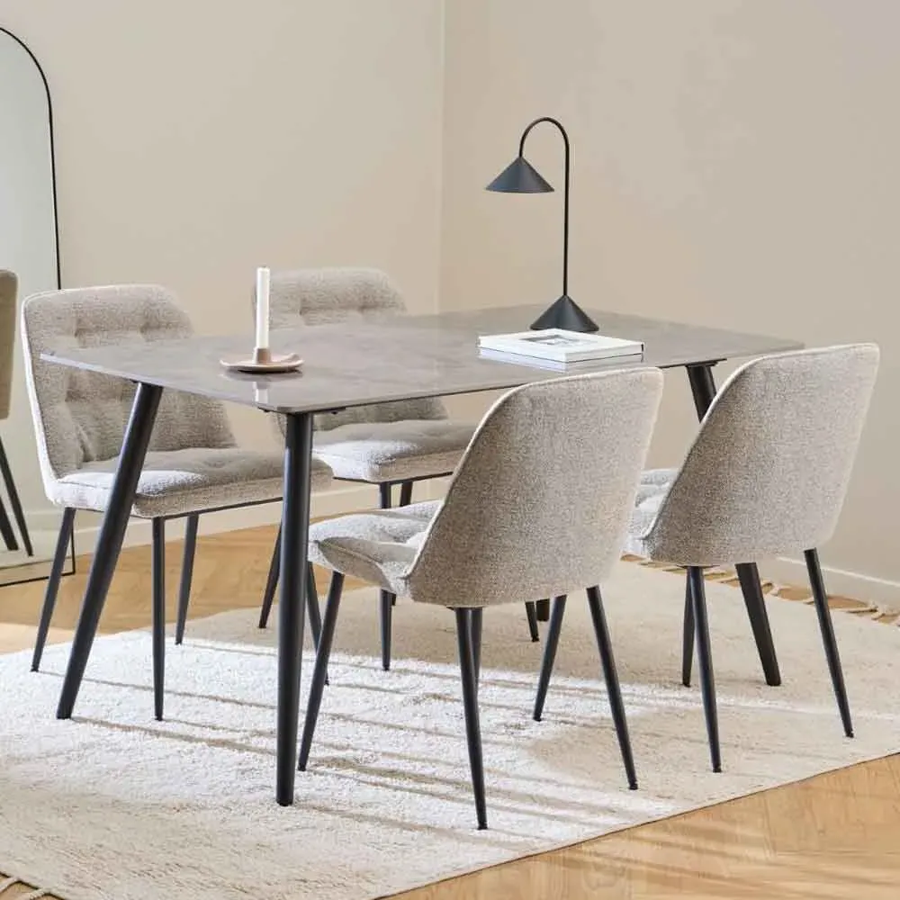 Waldorf Ceramic Dining Table with 4 Bethel Chairs - Grey, Monza image