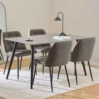Waldorf Ceramic Dining Table with 4 Bethel Chairs - Grey, Taupe