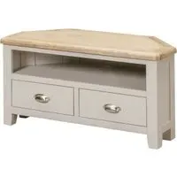 Waldorf Corner TV Stand with 2 Drawers - White, Oak
