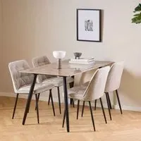 Waldorf Dining Set with 4 Bethel Chairs - Brown, Ceramic