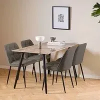 Waldorf Dining Set with 4 Bethel Chairs - Taupe, Ceramic