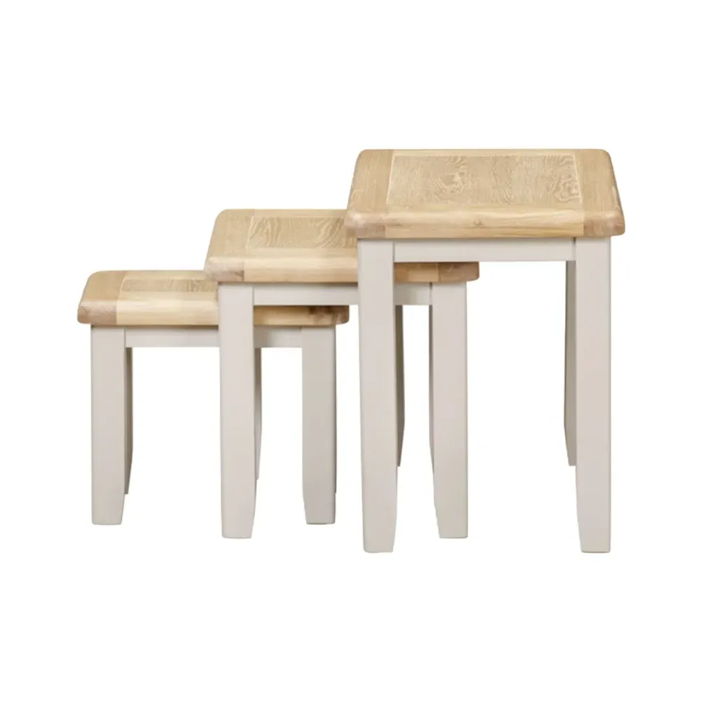 Waldorf Nest of 3 Tables - Oak, White
