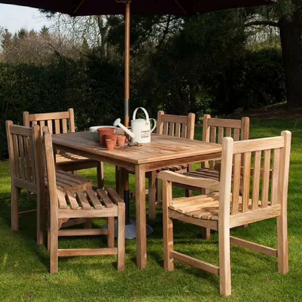 Waleska Rectangular Dining Table with 6 Chairs - Natural, Teak