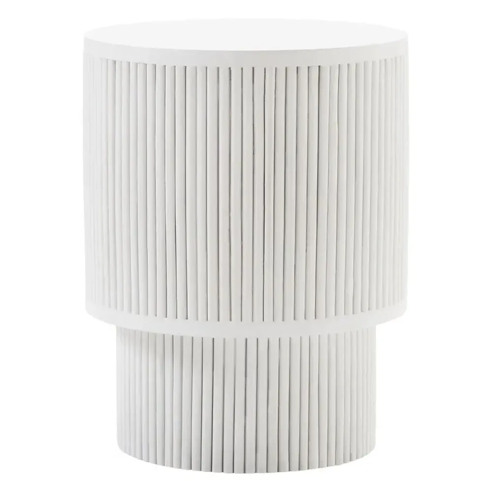 Walhalla Ridge Side Table with Carved Base - White, Mango Wood