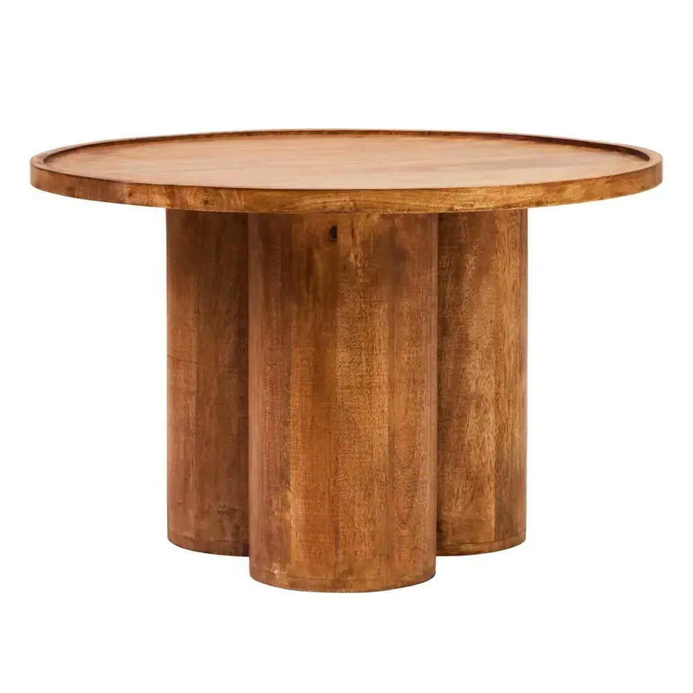 Walhalla Round Coffee Table with Column Base - Natural, Mango Wood