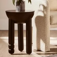 Walhalla Round Side Table with Column Base - Black, Mango Wood alternate view