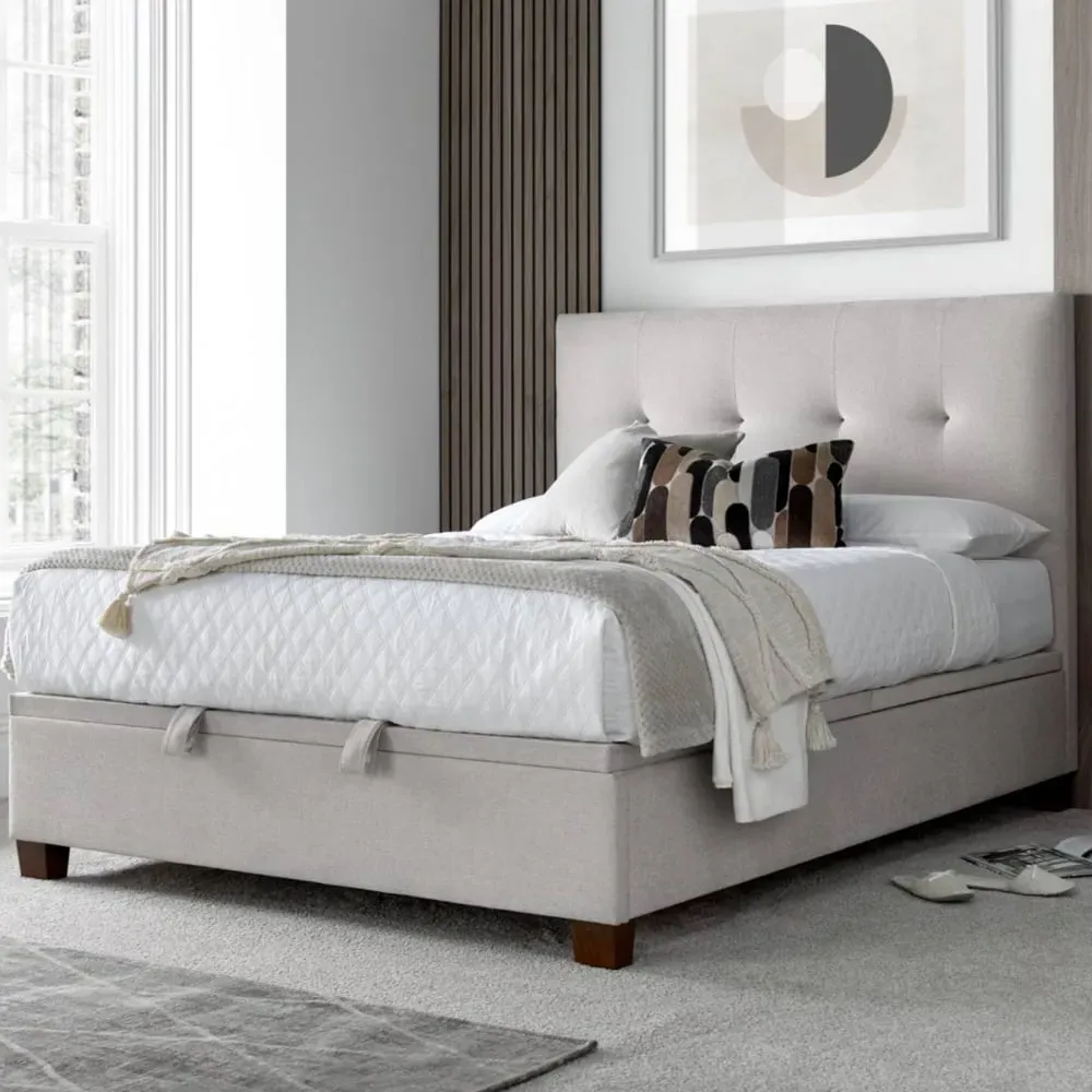 Walker Double Ottoman Bed with Storage - Clay, Velvet