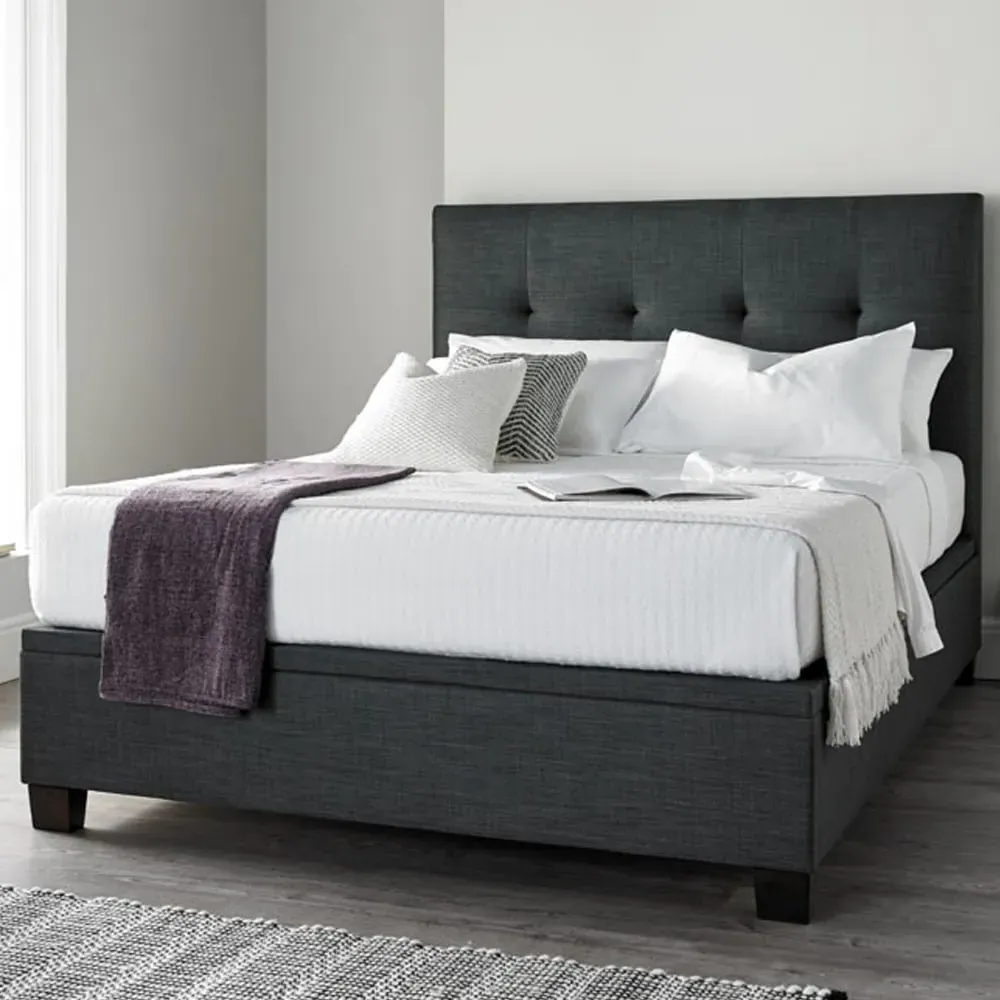 Walker Double Ottoman Bed with Storage - Slate, Fabric