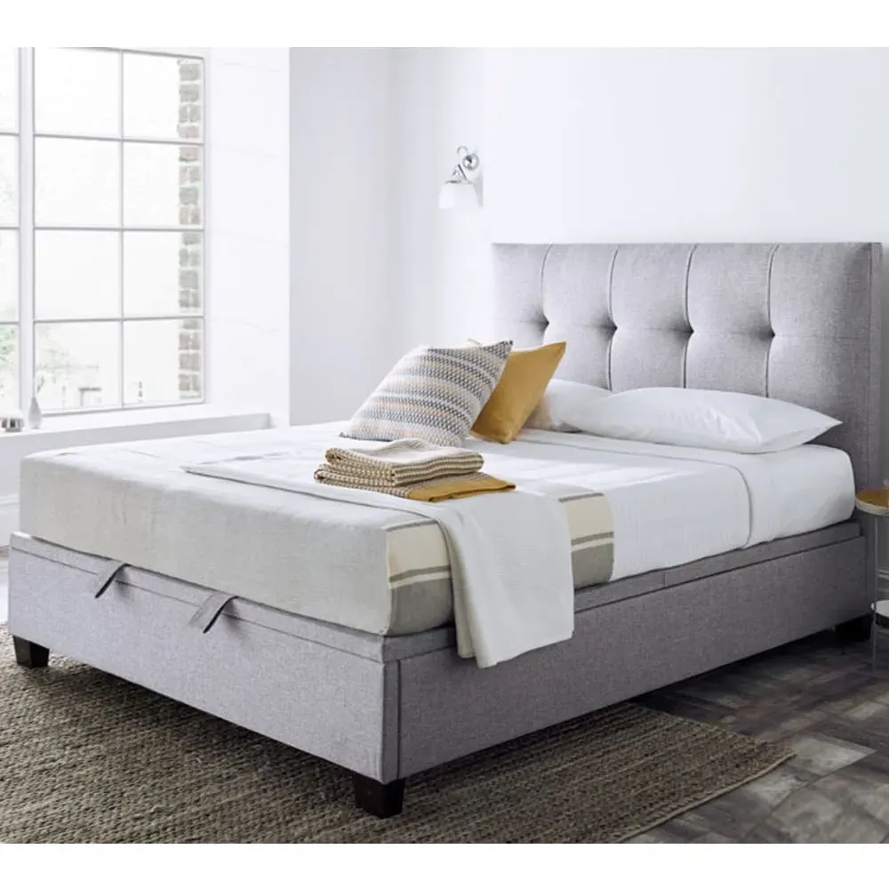 Walker Super King Ottoman Bed with Storage - Grey, Fabric image