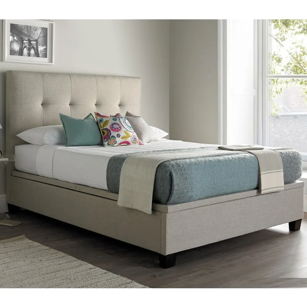 Walker Super King Ottoman Bed with Storage - Oatmeal, Fabric