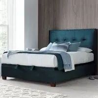 Walker Super King Size Ottoman Bed with Storage - Deep Ocean, Velvet