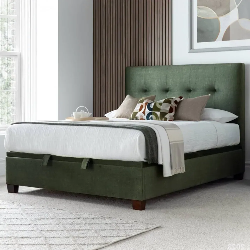 Walker Super King Size Ottoman Bed with Storage - Winter Moss, Velvet image