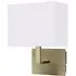 Wall Light with Oblong Fabric Shade - Antique Brass, White