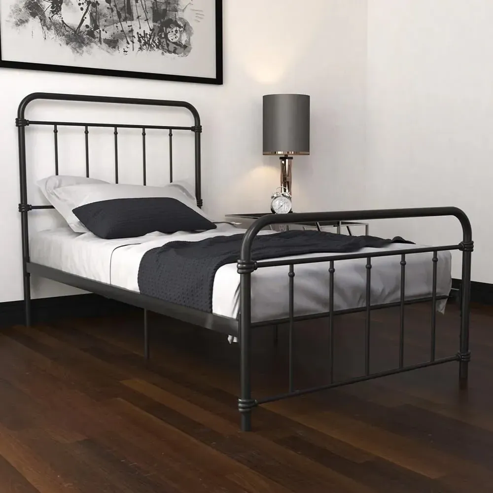 Wallach Single Bed Frame - Black, Metal