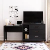 Waller 3-in-1 TV Stand with 3 Drawers - Black, MDF alternate view
