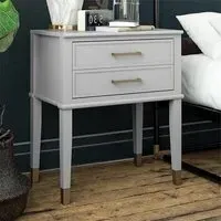Waller End Table with 2 Drawers - Dove Grey, MDF
