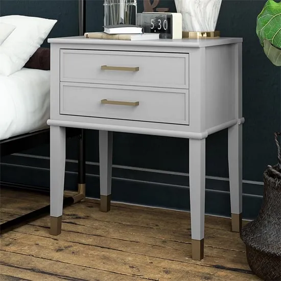 Waller End Table with 2 Drawers - Dove Grey, MDF image