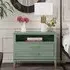 Waller Wide Bedside Cabinet with 2 Drawers - Pale Green, MDF