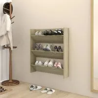 Walpi Wall-Mounted Shoe Storage Rack - Sonoma Oak, Engineered Wood alternate view