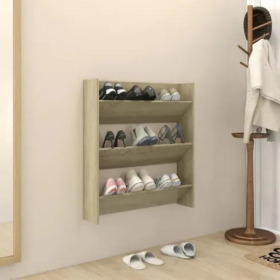 Walpi Wall-Mounted Shoe Storage Rack - Sonoma Oak, Engineered Wood product