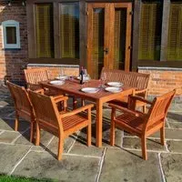 Walsall Rectangular Garden Dining Set with 4 Chairs 1 Bench - Natural, Wood