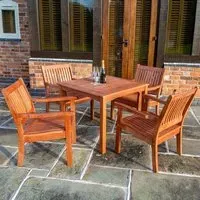 Walsall Square Garden Dining Set with 4 Chairs - Natural, Wood