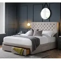 Walsh Super King Size Bed with Storage - Grey, Linen