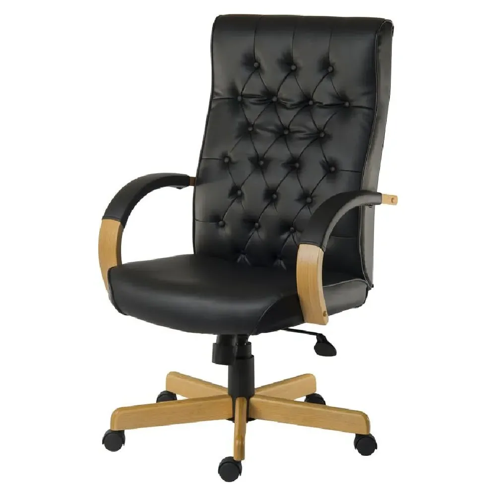 Waltham Office Chair with Gas Lift - Black, Fabric