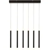 Wands LED 6 Light Bar Ceiling Pendant - Black, Steel
