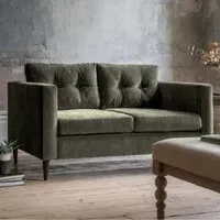 Wantagh 2-Seater Sofa with Oak Legs - Forest, Velvet