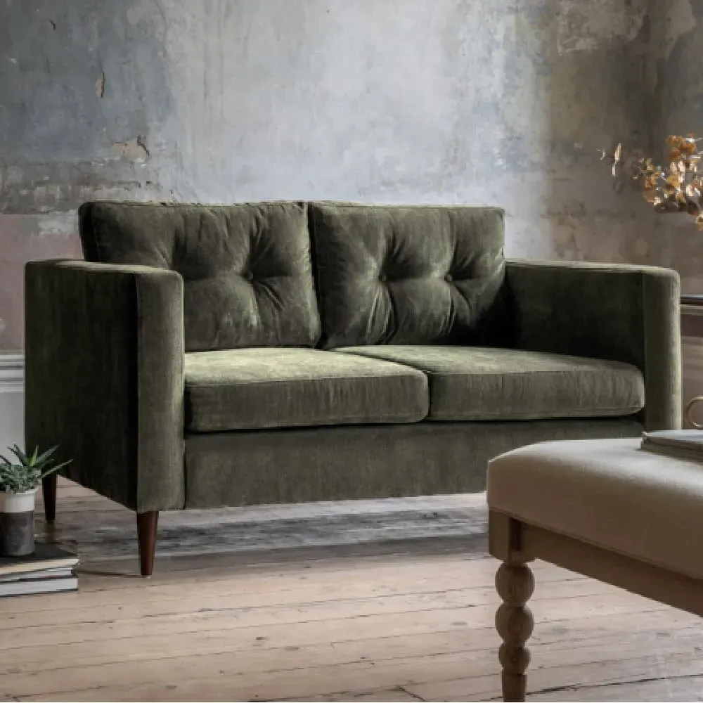 Wantagh 2-Seater Sofa with Oak Legs - Forest, Velvet image