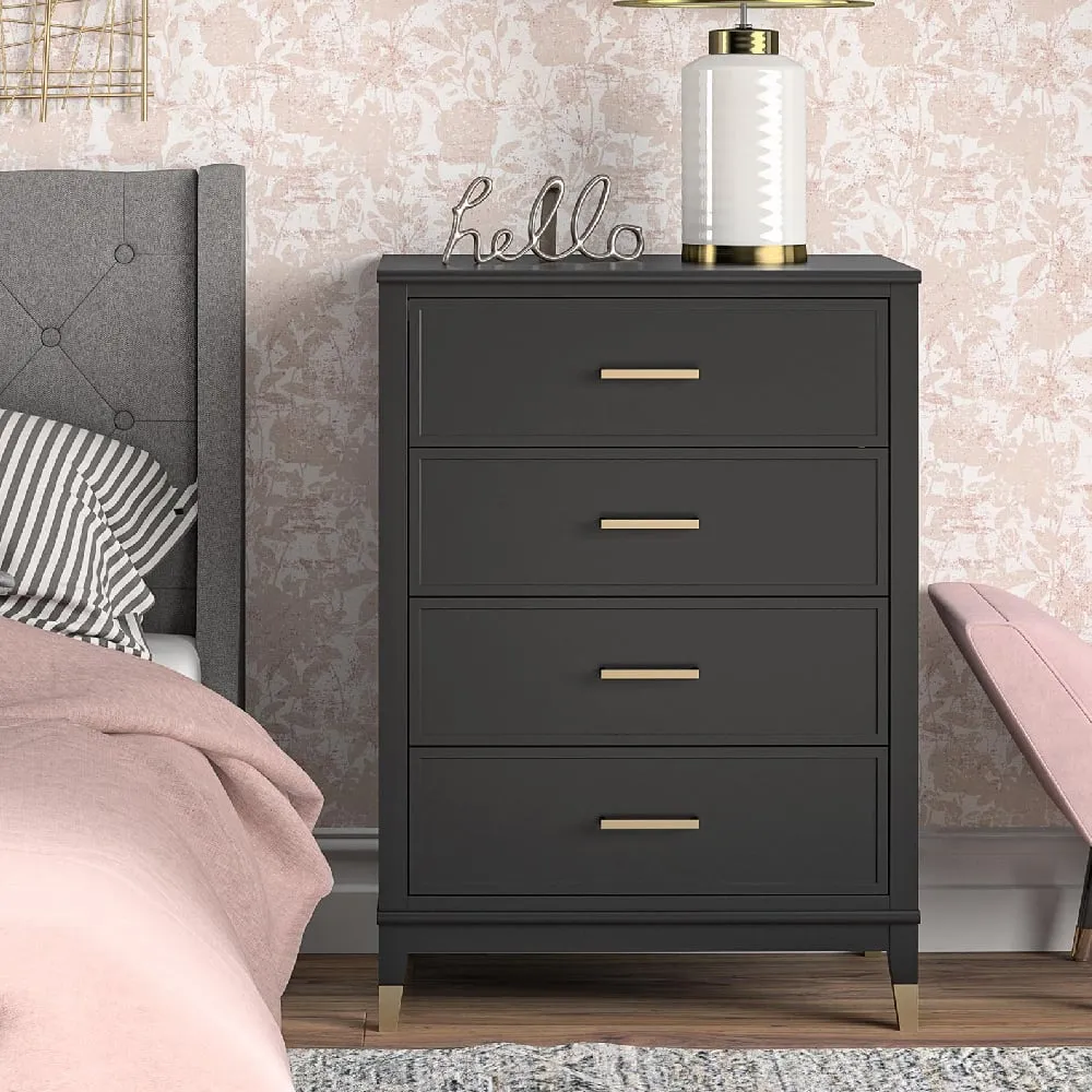 Wantagh 4-Drawer Chest of Drawers - Black, Wood image